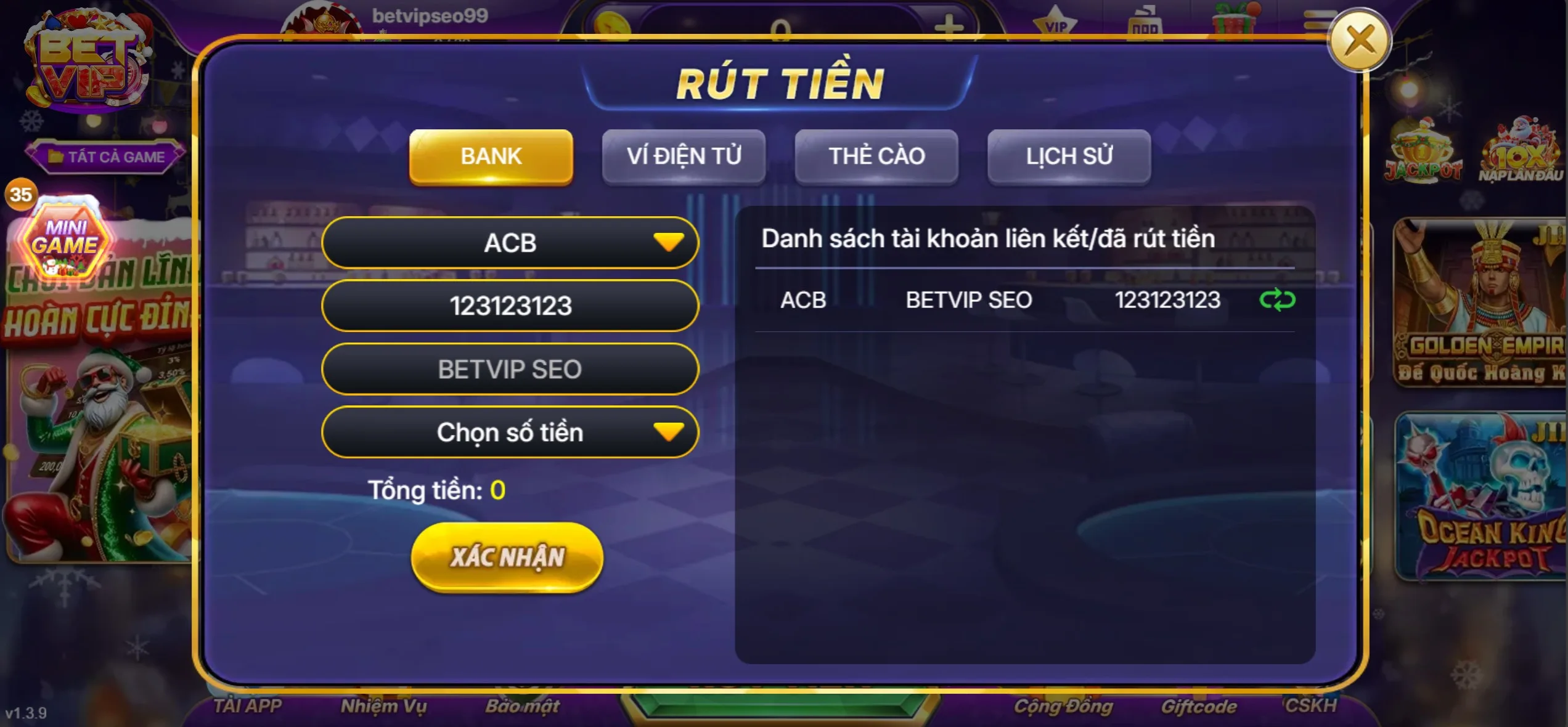Rút Tiền Betvip