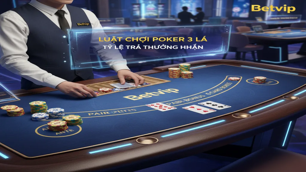 Hướng dẫn chơi bài Poker 3 lá (Three Card Poker) Betvip