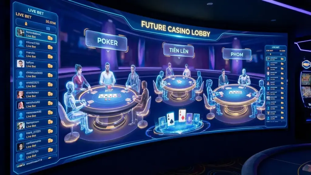 Giao diện sảnh game bài CG79 hiện đại với công nghệ 3D vào năm 2026