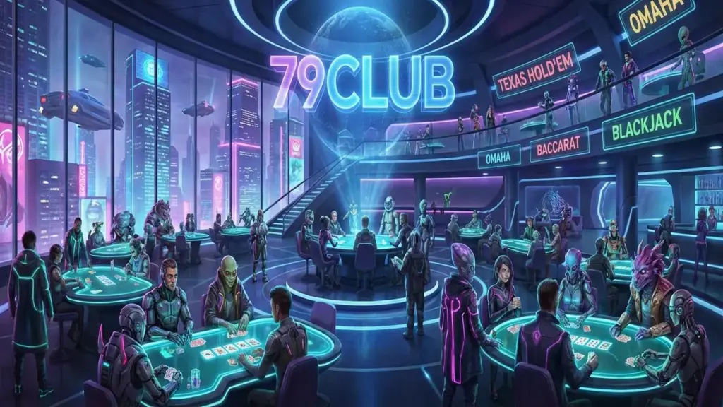 Giao diện sảnh game bài đổi thưởng 79Club được thiết kế theo phong cách tương lai, tối ưu cho trải nghiệm người dùng năm 2026.