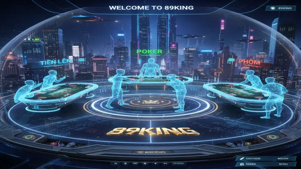 Giao diện sảnh game bài đổi thưởng 89king năm 2026 với đồ họa 3D sắc nét