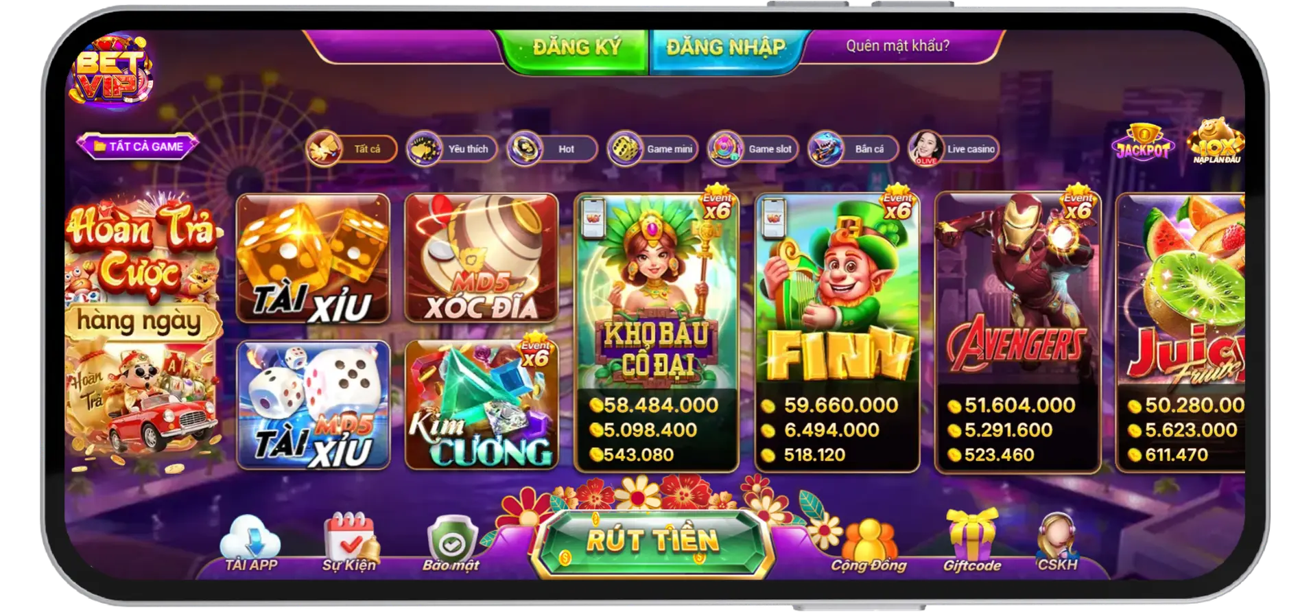 Giao diện sảnh Betvip