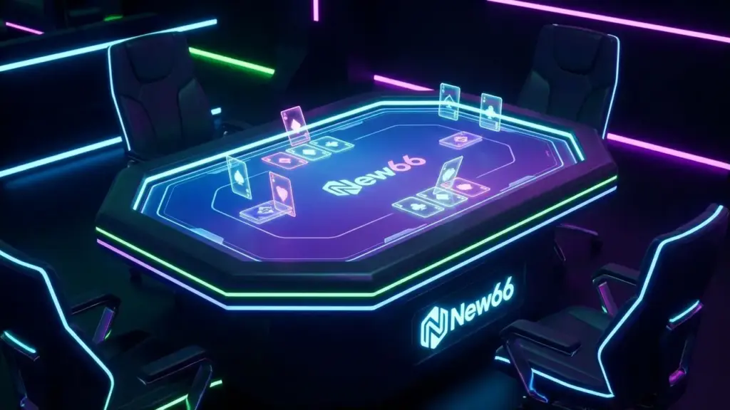 Sảnh game bài đổi thưởng New66 với công nghệ 3D hiện đại và giao diện tương lai năm 2026