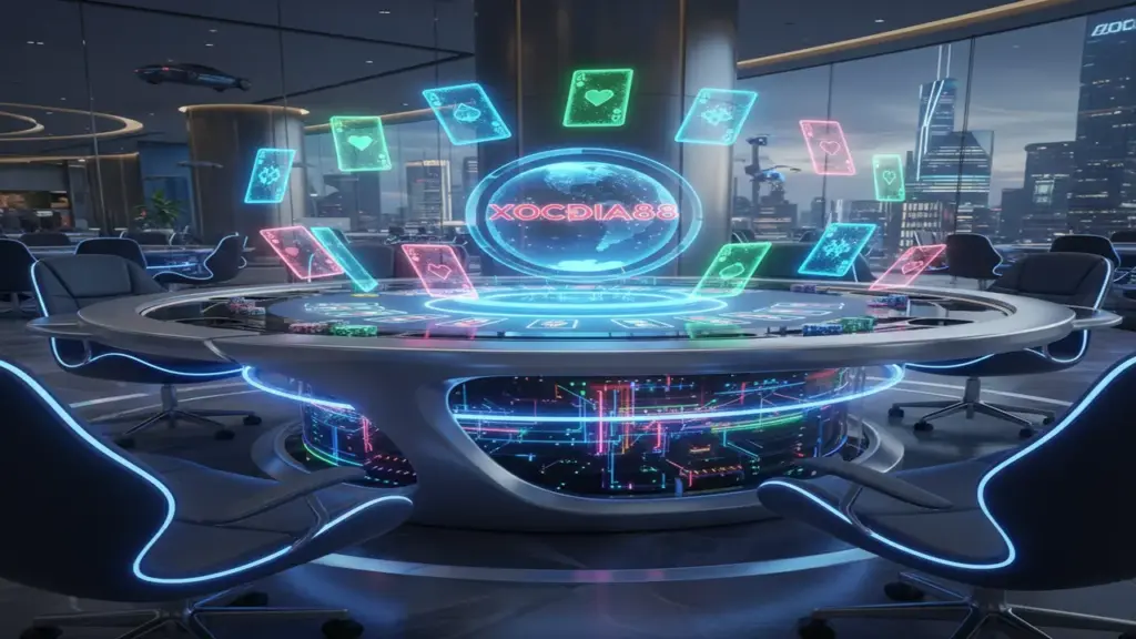 Sảnh game bài đổi thưởng Xocdia88 được thiết kế với đồ họa 3D hiện đại và đẳng cấp năm 2026